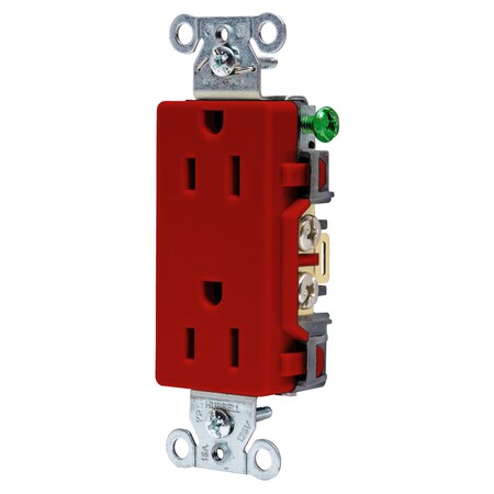 Hubbell Wiring Device-Kellems Straight Blade Receptacle, 5-15R, 15 A, 125V AC, 2 Pole, 3 Wire, Flush Mount, Grounded DR15R